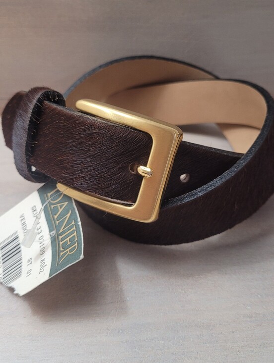 Danier Accessories - Danier Women's Calf Hair Genuine Leather Belt 28 Brown with Gold Buckle NEW